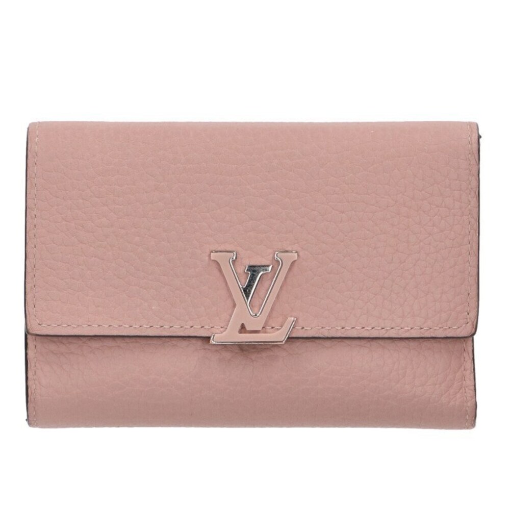 Louis Vuitton Capucines Compact Leather Wallet Pink